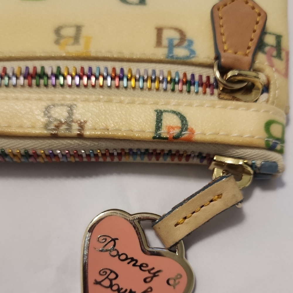 Dooney & Bourke Tan Multicolor Logo Keychain Pouch - Picture 9 of 10